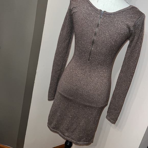 Express Shimmery Bronze fitted stretchy dress. - Picture 8 of 16